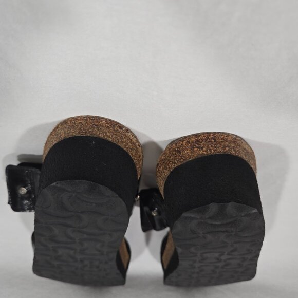 NOAT Ashley Rhinestone Adjustable Gore BLACK Leather Sandals Women's Size 8-8.5. - Picture 9 of 17